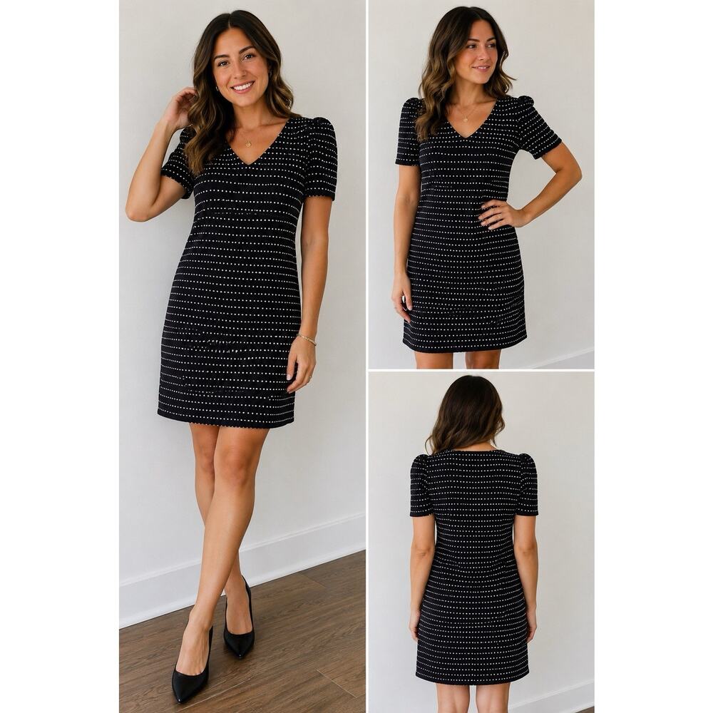 LOFT Petite XS Black & White Dot Shift Dress